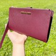 thumbnail image 4 of Michael Kors Jet Set Travel Large Double Zip Wristlet - Merlot, Medium 35F8Gtvw0, 4 of 4