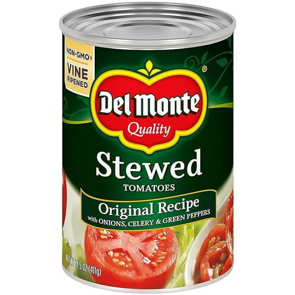 Pack of 2 DEL MONTE Original Recipe Stewed Tomatoes with Onions, Celery & Green Peppers, Canned Tomatoes, 14.5 oz Can