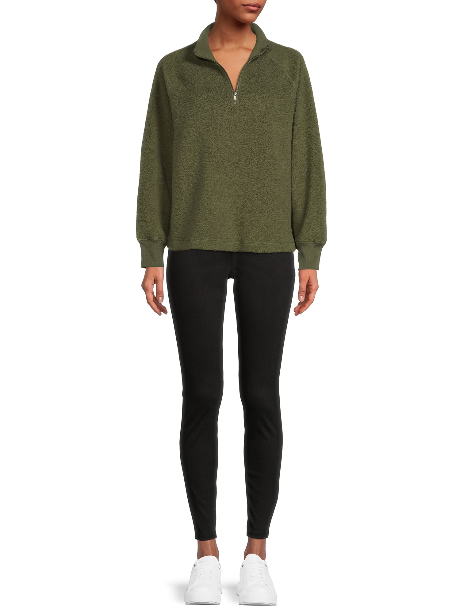 Time and Tru Women's Faux Sherpa Pullover Sweatshirt