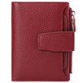 thumbnail image 1 of Petit Portefeuille pour Femmes en Cuir Véritable Blocage RFID Portefeuille à Deux Volets avec Porte-Cartes à Fermeture Éclair et Fenêtre d'Identification Rouge Foncé, 1 of 7