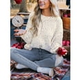 thumbnail image 4 of Cupshe Women's Knit Round Neckline Colorful Pom Pom Accents Dropped Long Sleeves Ribbed Trim Sweater, 4 of 5