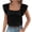 Black, variant on Staron Women Ruffle Square Neck Short Sleeve Solid Casual Trendy Boho Vacation Beach Crop Tops Blouse, Light Blue S