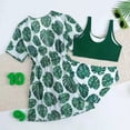 thumbnail image 4 of SGMVNU Girls Swimsuit with Kimono Cover up 3 Piece Swimwear Set Girls Bathing Suit Size 18 Summer Beach Floral Print Teens Bathing Suit(Size 11-12 Years,t1-Green), 4 of 7