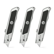 Orientools Retractable Utility Knife, Safety Heavy Duty Box Cutter, 3 Position Lock Blade, 3-Pack