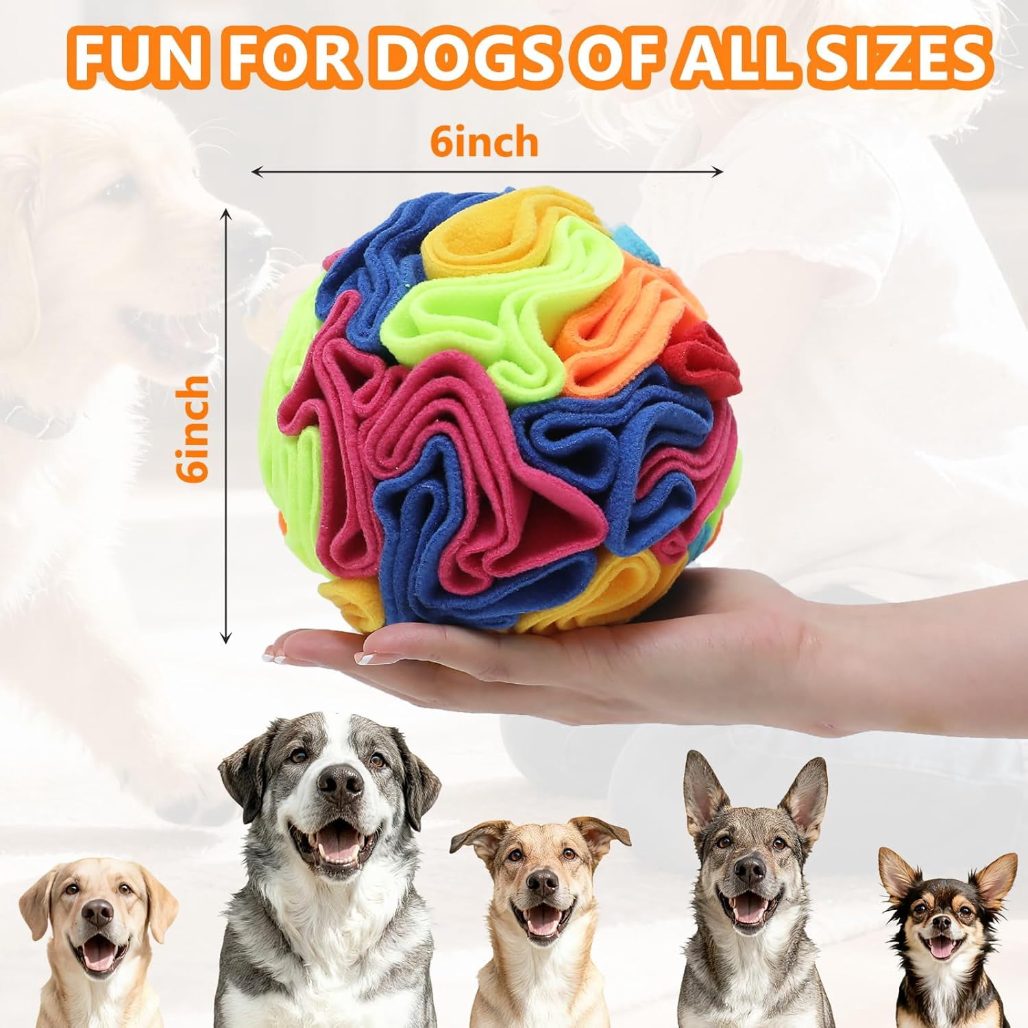 Snuffle Ball - Snuffle Ball for Small Dogs, Interactive Dog Toys to Keep Them Busy, Puppy Dog Puzzle Toy with Storage Bag Machine Washable Rainbow-colored,Medium