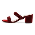 thumbnail image 4 of YDN Women Braided Two Straps Chunky Heel Slide Sandals Slip On Open Toe Low Heels Mules Shopping Party Dressy Shoes Size 10.5 Red, 4 of 4
