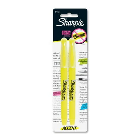 Fluorescent Ink Highlighter - Sharpie Accent Pocket Highlighter - Chisel Marker Point Style - Fluorescent Yellow Ink - 2 / Pack (SAN27162)