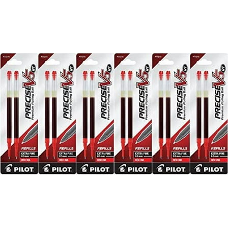 Value Pack of 6 - Pilot Precise V5 RT Liquid Ink Refill, 2-Pack for Retractable Rolling Ball Pens, Extra Fine Point, Red Ink (77275)