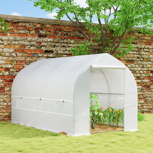 Mini Walk-In Greenhouse With White UV Resistant PE Cover And Steel Frame