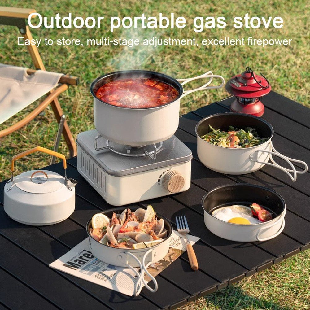 Vjnyvs Stainless Steel Portable Camping Stove Outdoor Camping Card Gas Stove Compact Portable Gas Stove Field Stove Hot Pot Stove