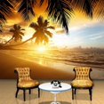 thumbnail image 1 of Papier Peint 3D Lueur Coucher de Soleil Noix de Coco Mer SKU WAL0276, 1 of 1