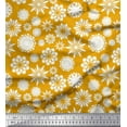thumbnail image 1 of Soimoi Gold Japan Crepe Satin Fabric White Mandala Printed Fabric 1 Yard 42 Inch Wide, 1 of 3