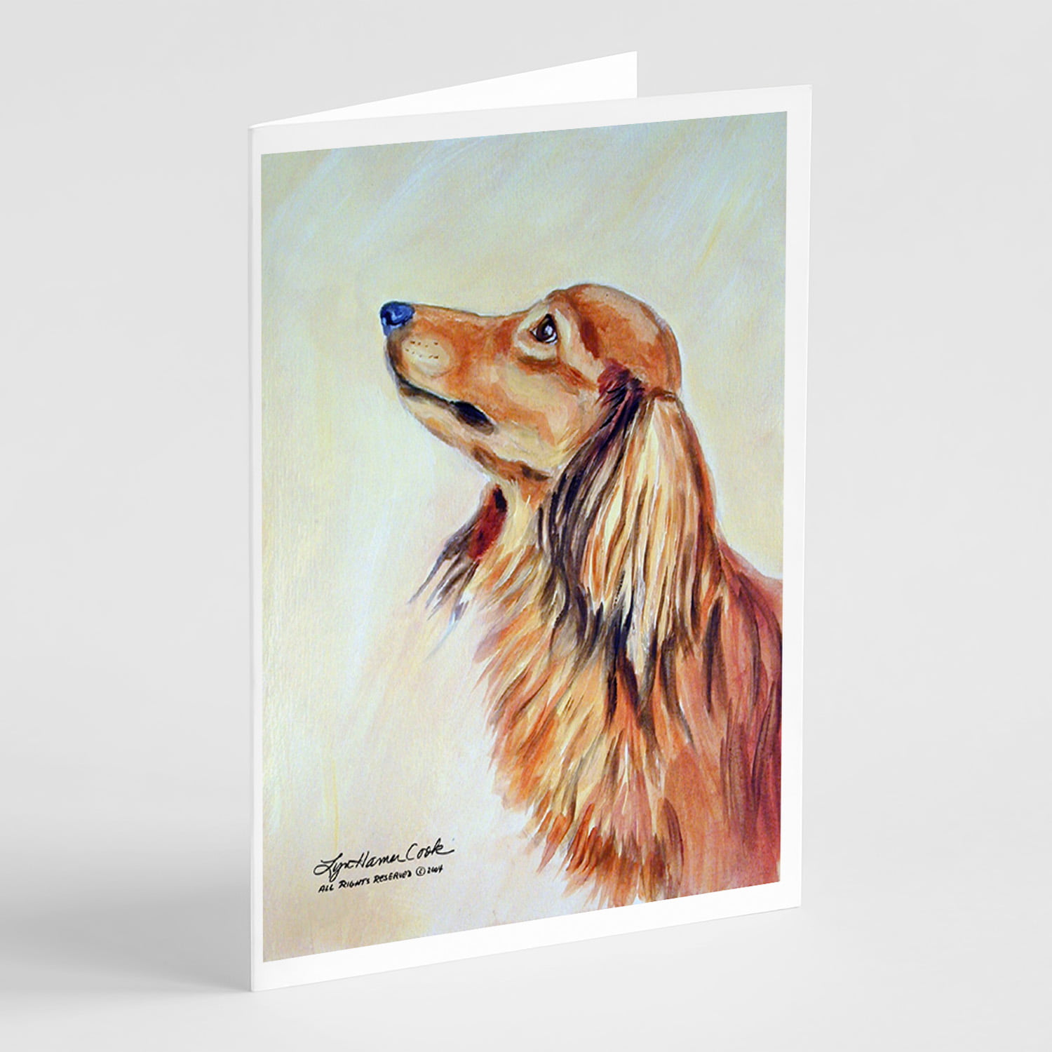 6 flat cards with envelopes Long Haired Dachshund Stationery 