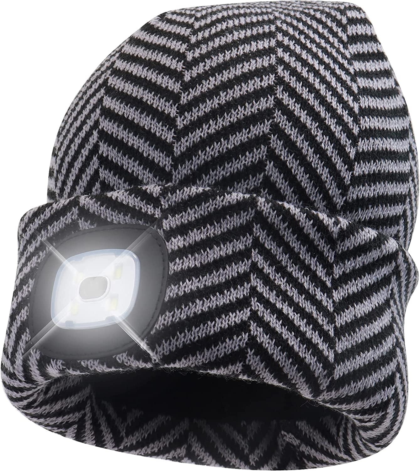 Beanie with Light, Warm Knit Hat for Winter Safety, Unisex LED Hat Light  Fits Most Men, Women and Kids, LED Beanie Hat Flashlight Stocking Cap  Headlamp, Head Light for Outdoor Dog Walking