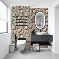 thumbnail image 4 of Floral Peel and Stick Wallpaper Vintage Floral Roses Blossoms Green Leaves Blue Wall Mural 17.7in x 9.8ft Self Adhesive Removable Wall Paper Renter Friendly Wallpaper for Bedroom Nursery Kids, 4 of 8