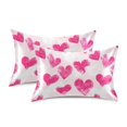 thumbnail image 2 of Haosy Satin Pillowcase for Hair and Skin Standard Cooling Silk Pillow Case with Envelope Closure Pink White Hand Drawn Hearts 20"x26", 2 of 9
