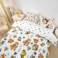 thumbnail image 3 of Castle Fairy Cute Fox Bear Monkey Zebra Twin Duvet Cover,Happy Camping Animal Twin Bedding,Off White Green,Reversible,2pcs,No Comforter,1 Duvet Cover and 1 Pillowcase, 3 of 6