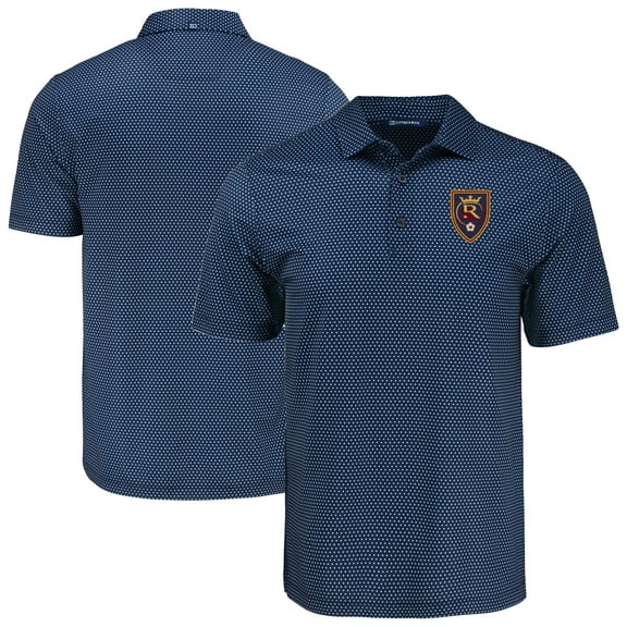 Men's-Cutter & Buck  Navy Real Salt Lake Big & Tall Pike Eco Shadow Check Print Recycled Polo