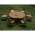thumbnail image 2 of Teak Dining Set:8 Seater 9 Pc -72" Round Table And 8 Cahyo Stacking Arm Chairs Outdoor Patio Grade-A Teak Wood WholesaleTeak #WMDSCH5, 2 of 4
