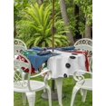 thumbnail image 2 of Outdoor Tablecloth with Umbrella Hole and Zipper, Navy Blue Snowman Christmas Round Table Cloth 54 Inch Waterproof Tablecloth, Snowflake Xmas Tree Winter Elk Picnic Table Cover for Patio Camping, 2 of 7