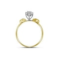 thumbnail image 2 of Solid 10k Yellow Gold Round Prong-set Diamond Oval Cluster Baguette Engagement Wedding Anniversary Ring Band 1/10 Ct. - Size 8.5, 2 of 3