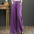 thumbnail image 2 of Summer Savings Clearance 2023! TAGOLD Womens Summer Pants,Women's Spring And Autumn Solid Color Elastic Waist Cotton Linen Versatile Straight Tube Casual Wide Leg Pants, 2 of 5