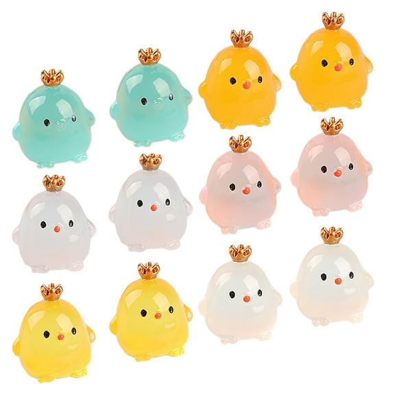 HOOWIFFY 12-Piece Mini Resin Animal Figurine Set, Cute Chick Statues for Desktop Decoration and Collectible Display