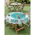 thumbnail image 5 of Outdoor Tablecloth with Umbrella Hole Zipper Coastal Turtle Round Tablecloth 54" Waterproof Outside Table Cloth Teal Green Ocean Boho Summer Beach Patio Table Cover Tablecloths for Picnic Party, 5 of 8