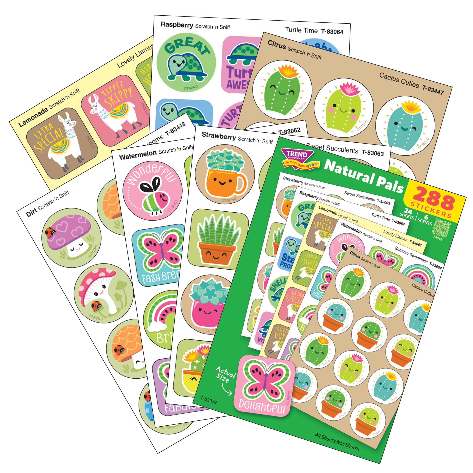 TREND: Scratch 'N Sniff: Natural Pals - 288ct Scented Stinky Stickers Variety Pack, 6 Scents, 24 Sheets Of Encouragement & Reward, Nature-Animal Theme