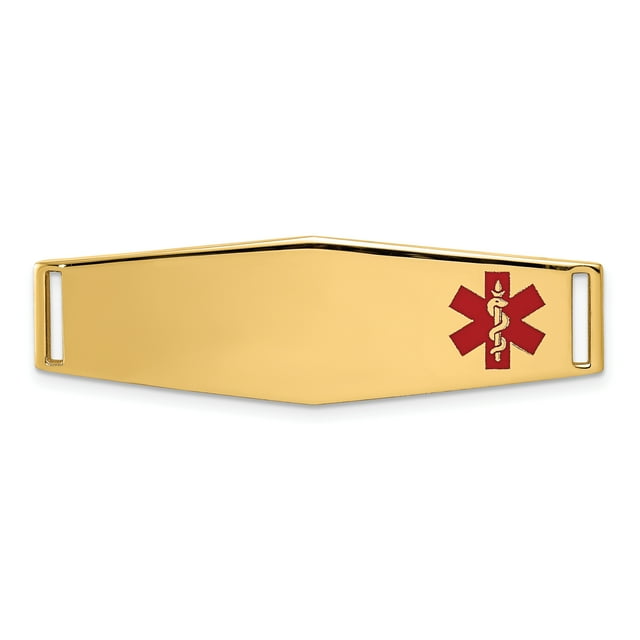 14k Yellow Gold Epoxy Enameled Medical Alert Id Off Ctr Soft Plate # 820 Bracelet Component