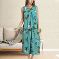 thumbnail image 5 of ZHENHONG Pajamas for Women, Summer Cotton Blouse With No Sleeves Pocketed Three Quarter Length Pants Pajama Set For Two Pieces, Women's Sleepwear Black, 5 of 5