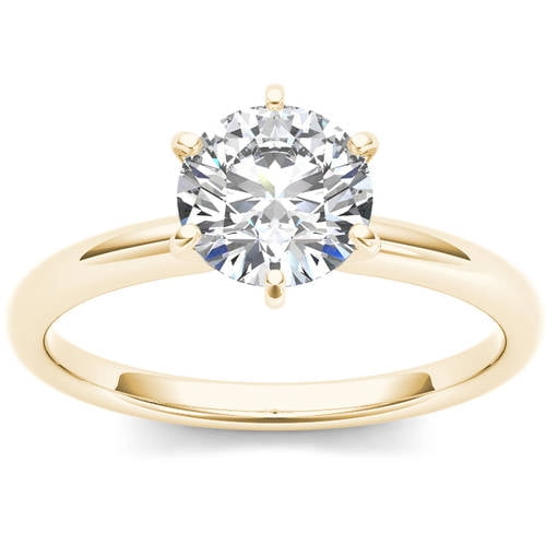 1 Carat T W Diamond Six Prong Solitaire 14kt Yellow Gold Engagement