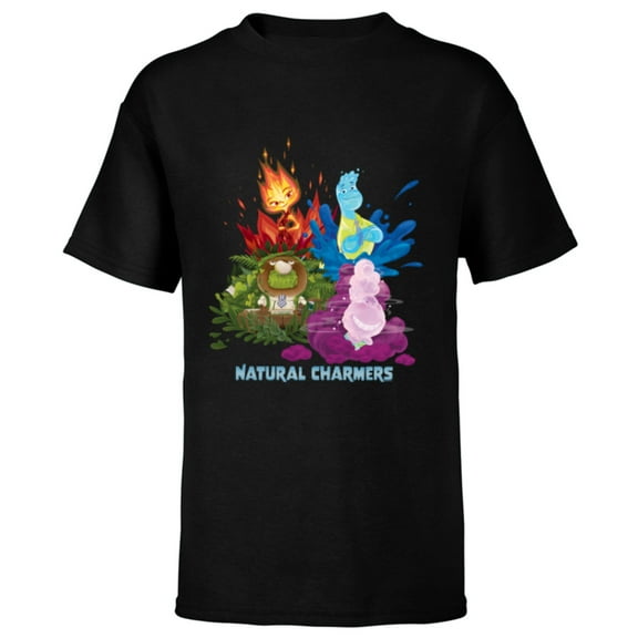 Disney and Pixar’s Elemental Chemical Reaction Ember & Wade - Short Sleeve T-Shirt for Kids - Customized-Black