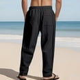 thumbnail image 5 of OSOLU Solid Color Men's Cozy Linen Drawstring Pants Comfortable Breathable Lightweight For Daily Wear Outdoor Walking Travel Trousers Daily Relaxed Fit Cozy Bottoms, 5 of 9