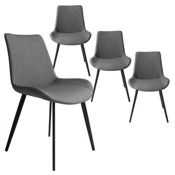 jiexi Dining Chairs Set of 4, Grey Dining Chairs，Pu Leather 4 Pcs