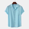 thumbnail image 2 of YYDGH Men's Short Sleeve Button Up Shirts Summer Casual Pocket Beach Shirts Blue M, 2 of 9