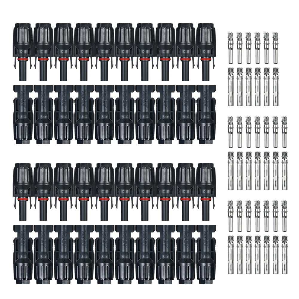 20 Pairs Male/Female Solar Panel Cable Connectors for PV System