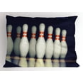 thumbnail image 1 of Bowling Party Pillow Sham Classical Pins on Alley Competition Pursuit Leisure Time Theme Print, Decorative Standard King Size Printed Pillowcase, 36 X 20 Inches, Dark Blue White Red, by Ambesonne, 1 of 2