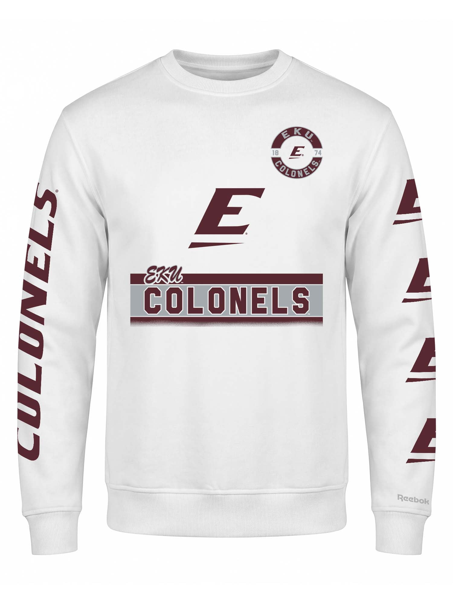 Eastern Kentucky Colonels Reebok Mens White Crew Sweatshirt