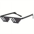 thumbnail image 3 of Mosaic Print Rimless Fashion Glasses For Women Men Color Block Irregular Frame Sunglasses Flat Top Eyewear, 3 of 4