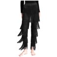 thumbnail image 2 of TiaoBug Womens Tassels Latin Dance Pants Ballroom Rumba Tango Salsa Practice Performance Pants Black S, 2 of 7