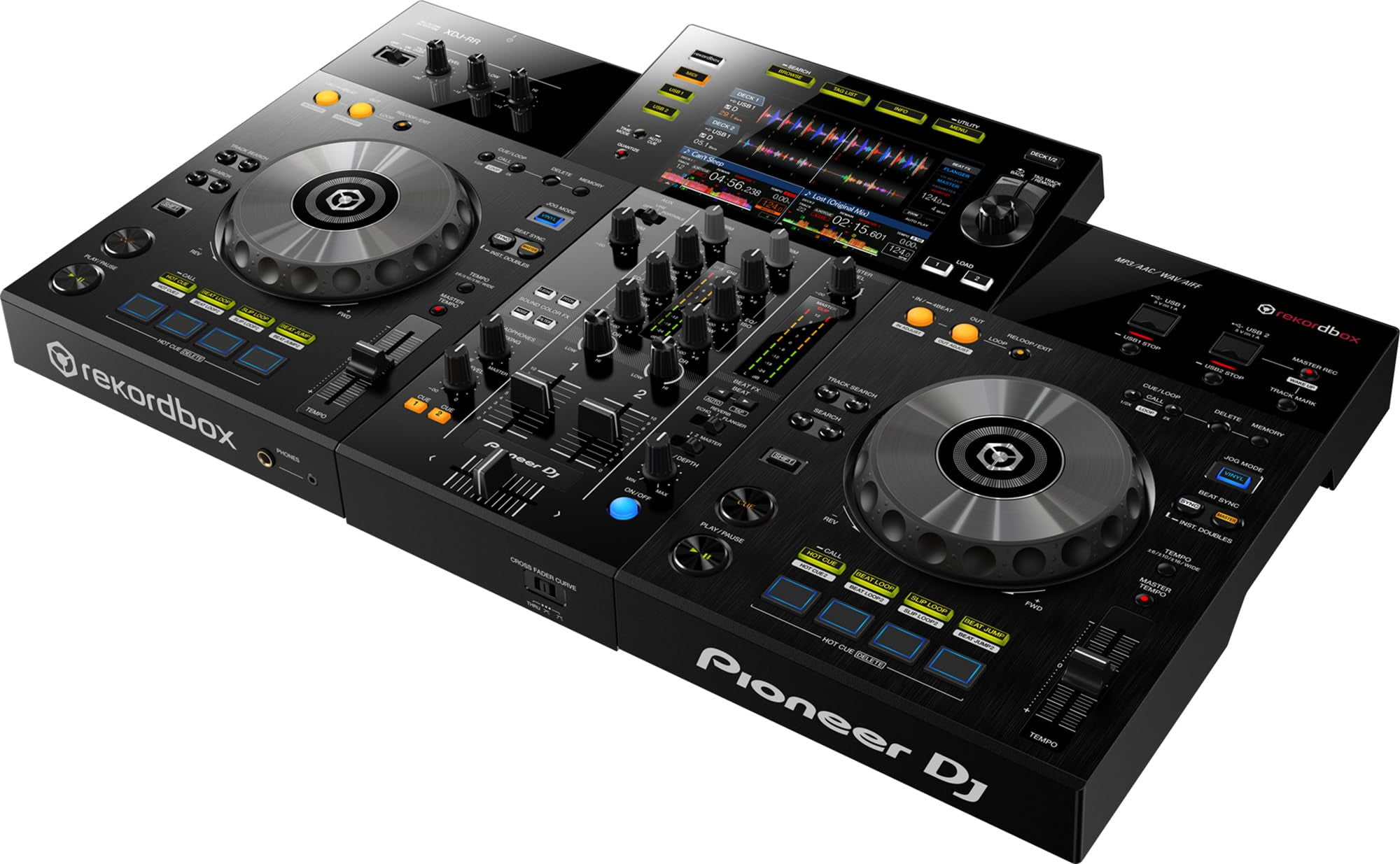 Pioneer XDJ-RR 2-Channel All-in-One DJ System - Black Bundle with Case, Headphones, and Austin Bazaar Polishing Cloth