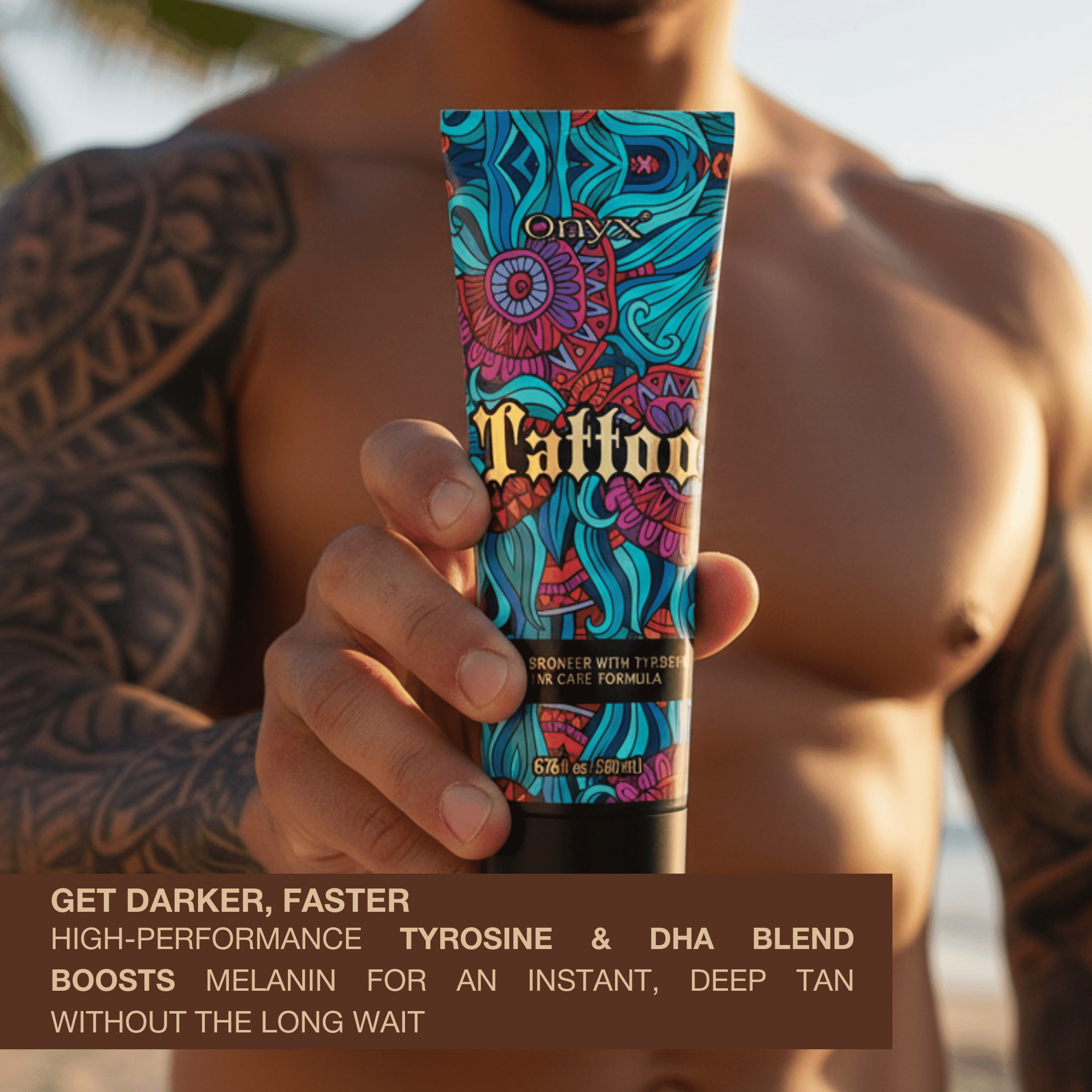 Onyx Tattoo Tanning Lotion with Bronzer - Fade Protection, 6.76 fl oz