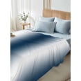 thumbnail image 4 of Ombre Dark Blue Full Size Flat Sheet, Wrinkleproof & Fadeproof Cooling Flat Bed Sheet Only, Gradient White Abstract Minimalist Stripe Breathable Soft Bedding Top Sheets 81 x 96 Inches, 4 of 8