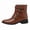 Brown, variant on Men's Snake Print Ankle Boots with 4 Buckle Straps, Pointed Toe Side Zipper Dress Booties, Black/Brown