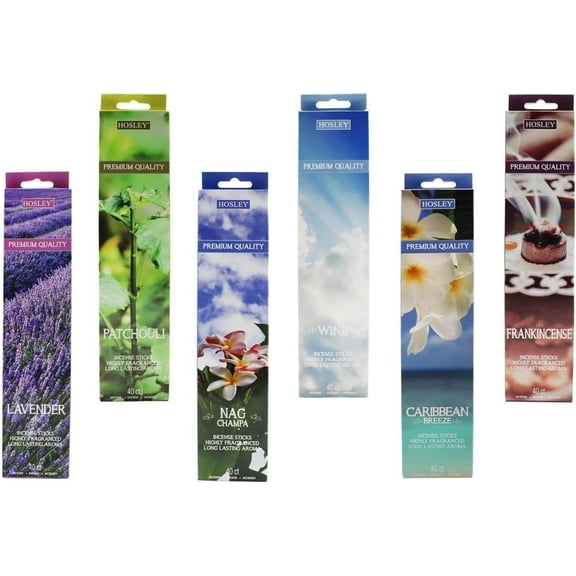 Hosley 120 Pack Assorted Incense Sticks   Bonus 120 Pack (Total 240) – Patchouli, Nag Champa, Lavender & 3 Random Grab Bags – Bulk Pack Perfect for Home, Meditation & Aromatherapy