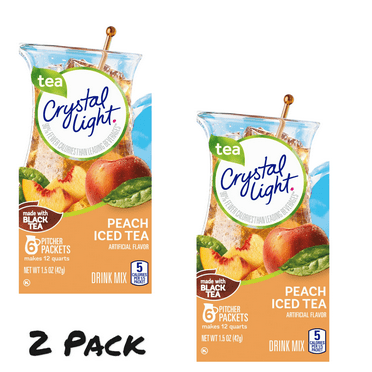 ( 2 Pack ) Crystal Light Peach Iced Tea Sugar Free Drink Mix, 6 ct Pitcher Packets