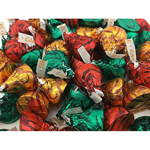 Hershey's Kisses Carmel Filled Chocolate, Gold, Red and Green Wrapper