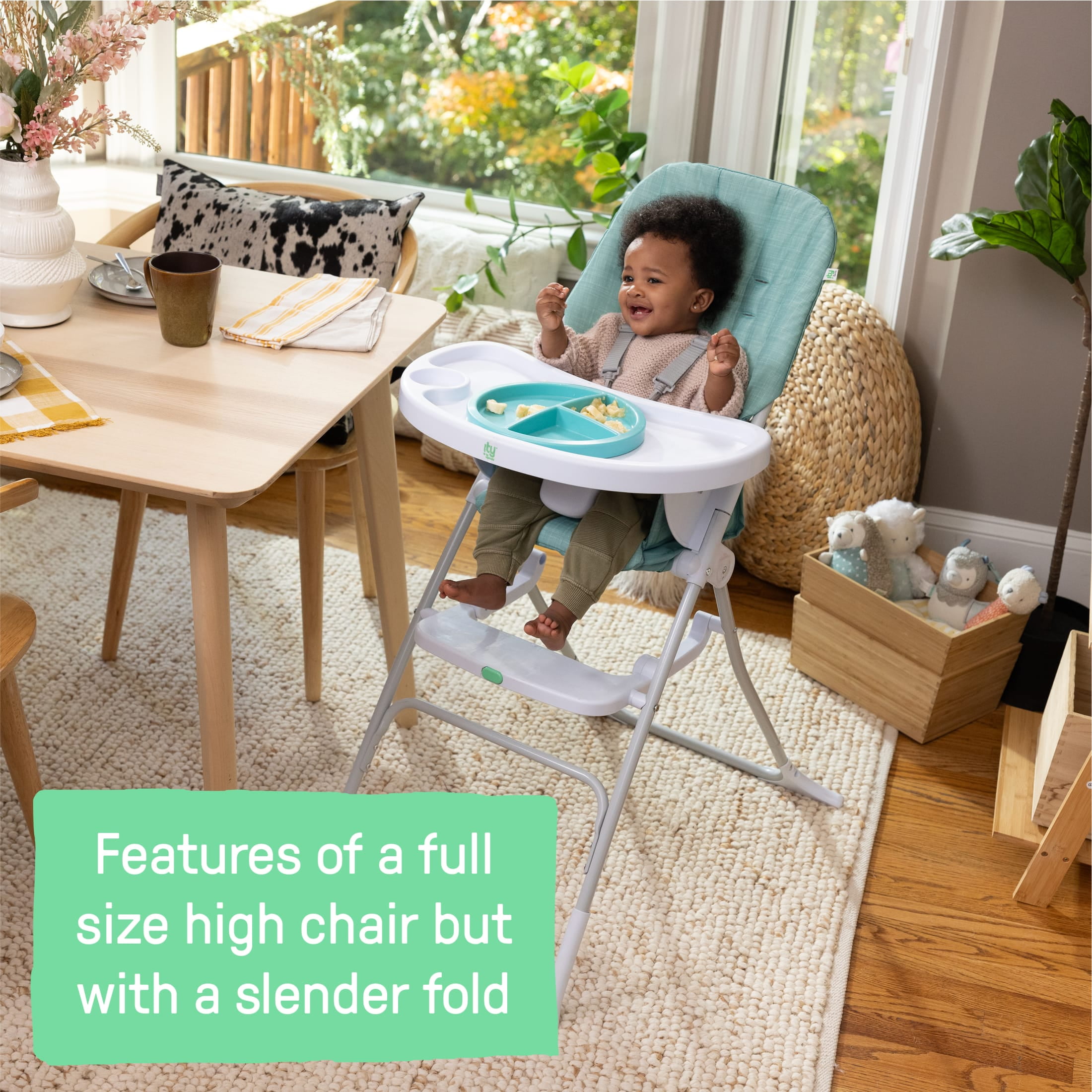 Ingenuity Sun Valley Compact Folding High Chair - For Ages 6 Months and Up, Unisex - Teal