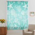 thumbnail image 2 of Teal Ombre Coastal Sheer Curtains 72 Inches Long, Nautical Beach Starfish Coral Summer Light Filering Curtains, Breathable Simi Curtain Privacy Drapes for Living Room Bedroom Window Treatment, 2 of 9